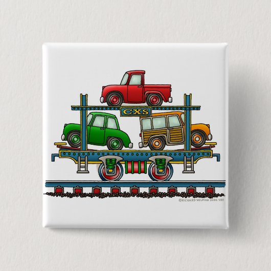 Train Auto Carrier Car Railroad Car Pins Button (Vorderseite)