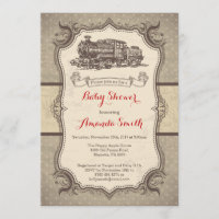 Train Baby Dusche Einladung Vintag Retro