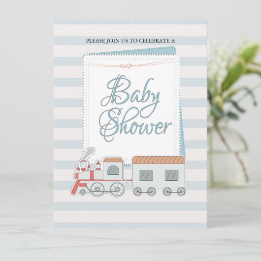 Train Baby Shower Einladung (Stehend Vorderseite)