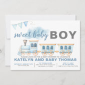 Train Baby Shower Einladung Boy Transportation (Vorderseite)