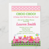 Train Baby Shower Invitation Baby Girl Zug Einladung (Vorne/Hinten)