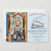 Train Birthday Foto Einladung Chugga Chugga Thema (Vorderseite)