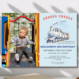 Train Birthday Foto Einladung Chugga Chugga Thema