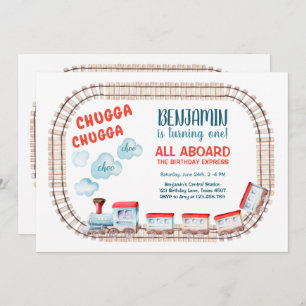 Train Birthday Invite Boy Chugga Choo Bahn Party Einladung