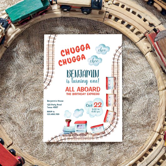 Train Birthday Invite Boy Chugga Choo Bahn Party Einladung