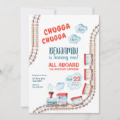 Train Birthday Invite Boy Chugga Choo Bahn Party Einladung (Vorderseite)