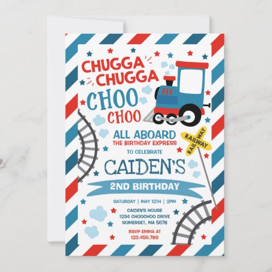 Train Birthday Invite Chugga Chugga Choo Choo Einladung (Vorderseite)