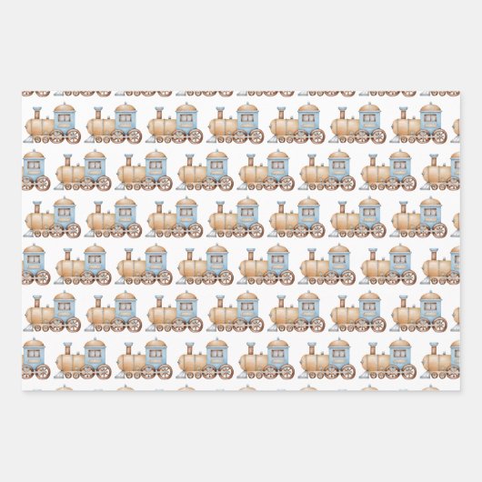 Train Birthday Party Baby Dusche Geschenkpapier Set (Vorderseite 3)