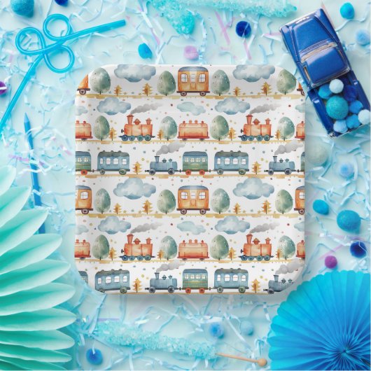 Train Birthday Party Baby Dusche Wasserfarbe Pappteller (Party)