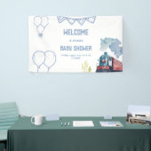 Train Blue Balloons Boy Whimsical Baby Shower Banner (Messeveranstaltung)