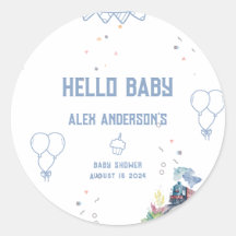 Train Blue Balloons Boy Whimsical Baby Shower
