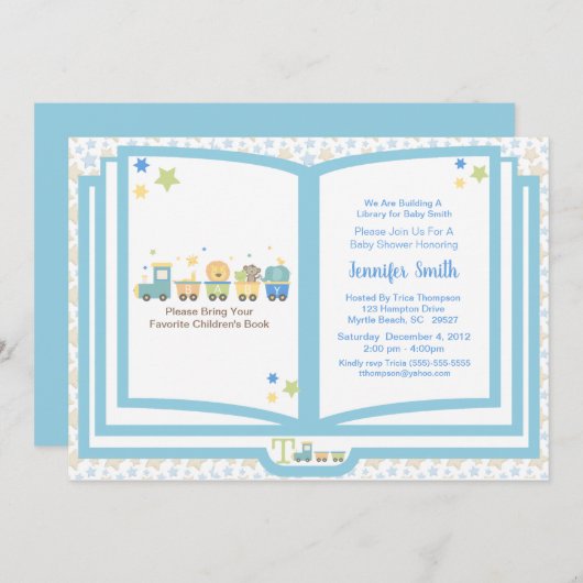 Train Book Theme Boys Baby Shower Einladung (Vorne/Hinten)