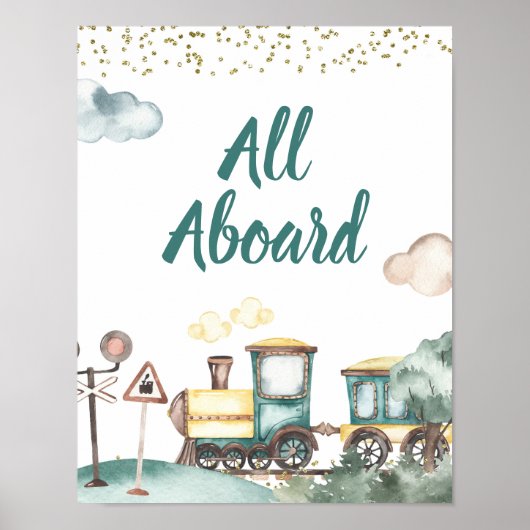 Train Boy Birthday All Abo Sign Poster (Vorne)