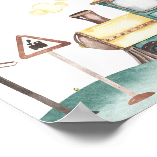 Train Boy Birthday Tischnummer Card Poster (Ecke)