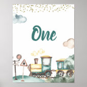 Train Boy Birthday Tischnummer Card Poster (Vorne)