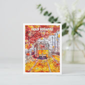 Train Budapest Ungarn Reisen Place Wasserfarbe Postkarte (Stehend Vorderseite)
