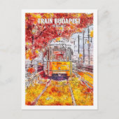 Train Budapest Ungarn Reisen Place Wasserfarbe Postkarte (Vorderseite)