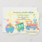 Train Caboose Motor Babydusche Einladung (Vorderseite)