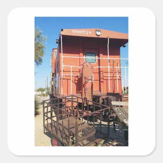 Train Caboose Quadratischer Aufkleber (Vorderseite)