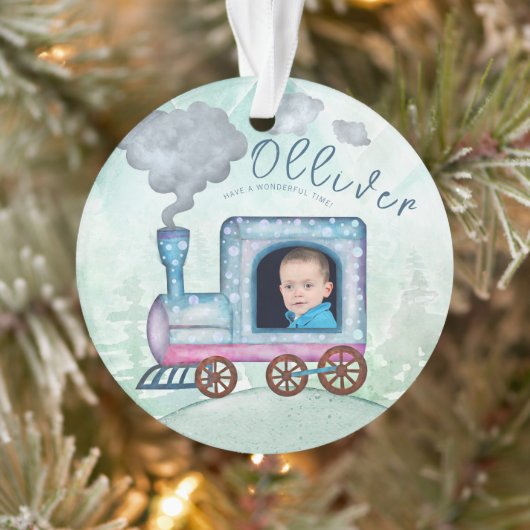 Train Choo Choo Alle an Bord des Fotos Ornament (Baum)
