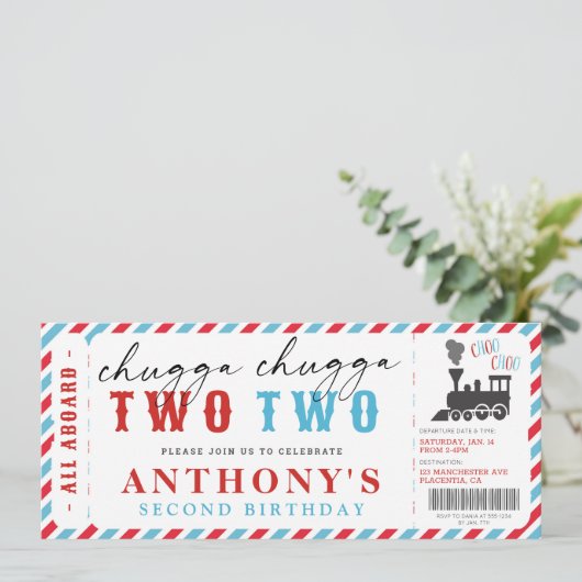 Train Choo Choo Einladung (Stehend Vorderseite)