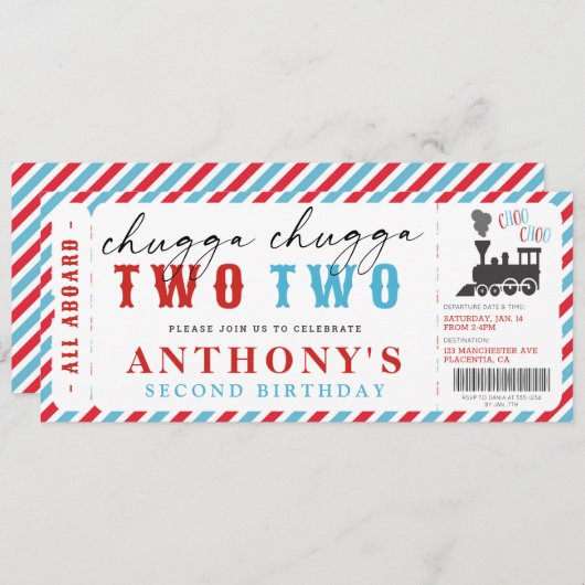 Train Choo Choo Einladung (Vorne/Hinten)