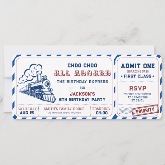 Train Choo Choo Einladung (Vorderseite)