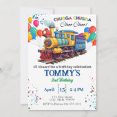 Train Choo Choo Einladung zum Geburtstag (Vorderseite)