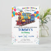 Train Choo Choo Einladung zum Geburtstag (Stehend Vorderseite)