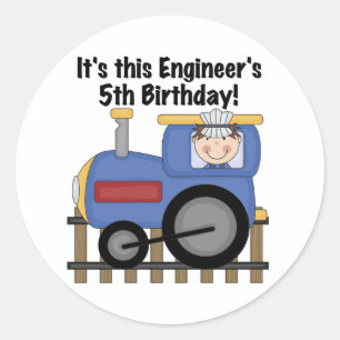 Train Engineer 5th Birthday Shirts und Geschenke Runder Aufkleber