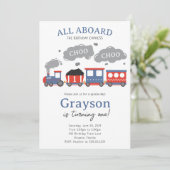 TRAIN Geburtstagsparty Choo Einladung (Stehend Vorderseite)