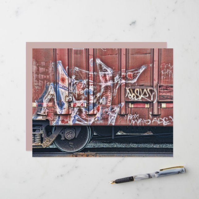 Train Graffiti Grunge Colorful Urban Street Art (Vorderseite/Rückseite Beispiel)