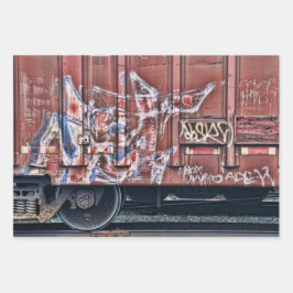 Train Graffiti Grunge Colorful Urban Street Art Geschenkpapier Set