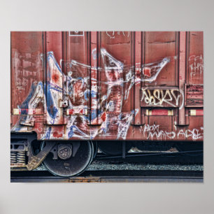 Train Graffiti Grunge Colorful Urban Street Art Poster
