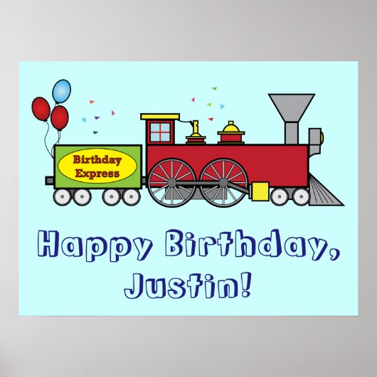 Train Happy Birthday Poster Name anpassbar (Vorne)