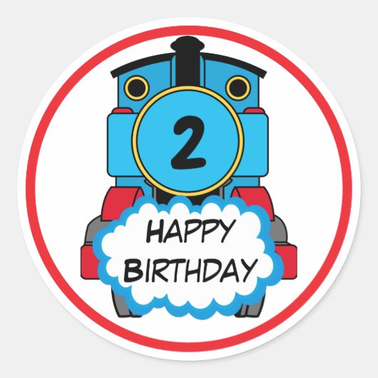 Train Happy Birthday round Sticker (Vorderseite)
