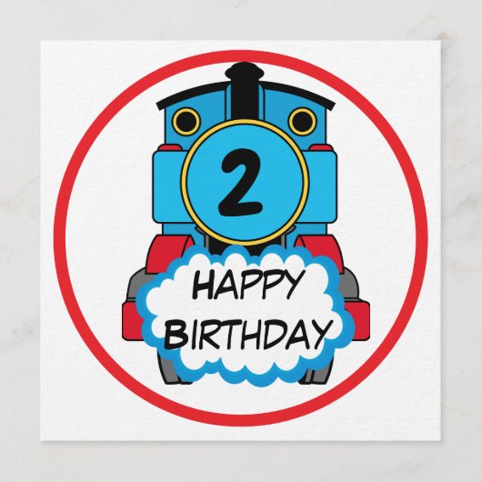 Train Happy Birthday round Sticker Einladung (Vorderseite)