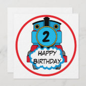 Train Happy Birthday round Sticker Einladung (Vorne/Hinten)