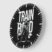 Train Hard - Anime Gym Workout Fitness Motivation Große Wanduhr (Winkel)