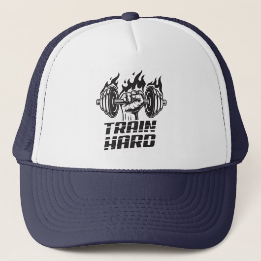 Train Hard Barbells Truckerkappe (Vorderseite)