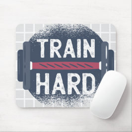 TRAIN HARD Fitness Hantel Gitter Mauspad