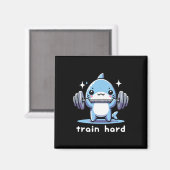 Train Hard Funny Shark Lifting Weights Dumbells G Magnet (Vorderseite/Rückseite)