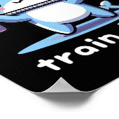 Train Hard Funny Shark Lifting Weights Dumbells G Poster (Ecke)