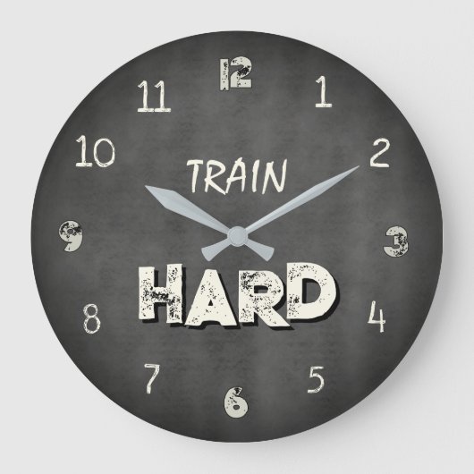 Train Hard Industrie Fitnessstudio Große Wanduhr (Vorderseite)