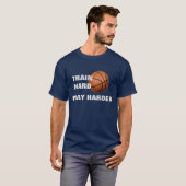 Train Hard Play Harder Basketball TShirt Navy Blue (Vorne ganz)