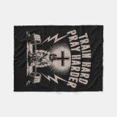 Train Hard Pray Harder Funny Christlich Workout Gy Fleecedecke (Vorderseite (Horizontal))
