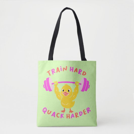 Train Hard Quack Harder Funny Duck Weightlift Tasche (Vorderseite)