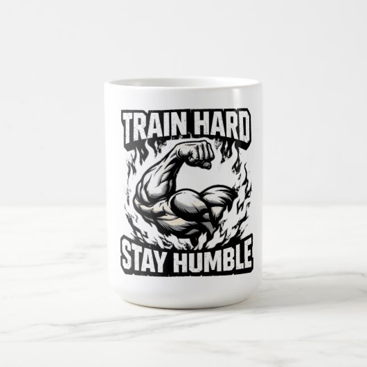 Train Hard Stay Humble – Gym Mindset Balance Kaffeetasse (Mittel)