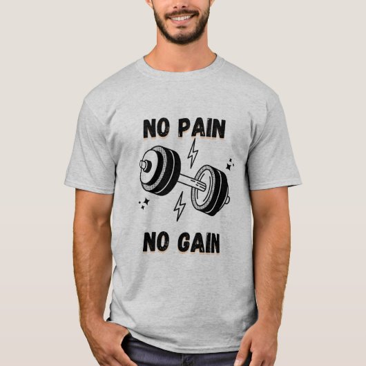 Train Hard T-Shirt - No Pain No Gain Statement T - (Vorderseite)