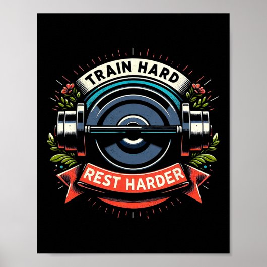 Train Hart Erholung Harder Barbell Bodybuilding Poster (Vorne)